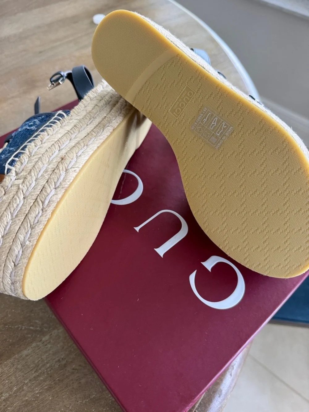 NWT dust bag authentic Gucci Blue Denim GG Horsebit Espadrille Sandals - Picture 9 of 9